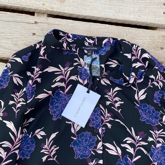 41Hawthorn Women’s Floral Blouse Purples and Indigo Small - Picture 4 of 10